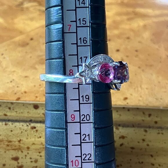 Genuine Pink Mystic Topaz Sterling Silver Star Ring Size 8 - Picture 8 of 9